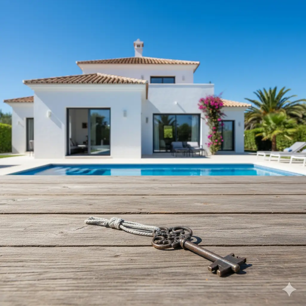 Villa moderna en España con llaves